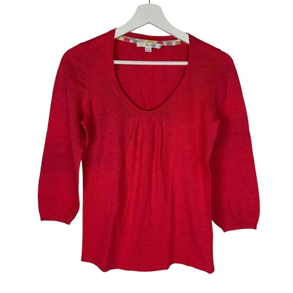 Boden Gathered Neck Linen Blend Top size 6